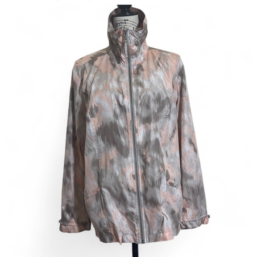 Weekends by Chico's Windbreaker Lightweight‎ Full Zip Jacket Abstract Size 3